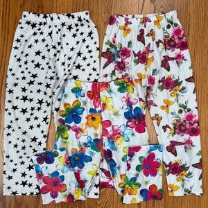 Little girls 5T bundle 3 pieces floral stars butterfly stretch pull on leggings